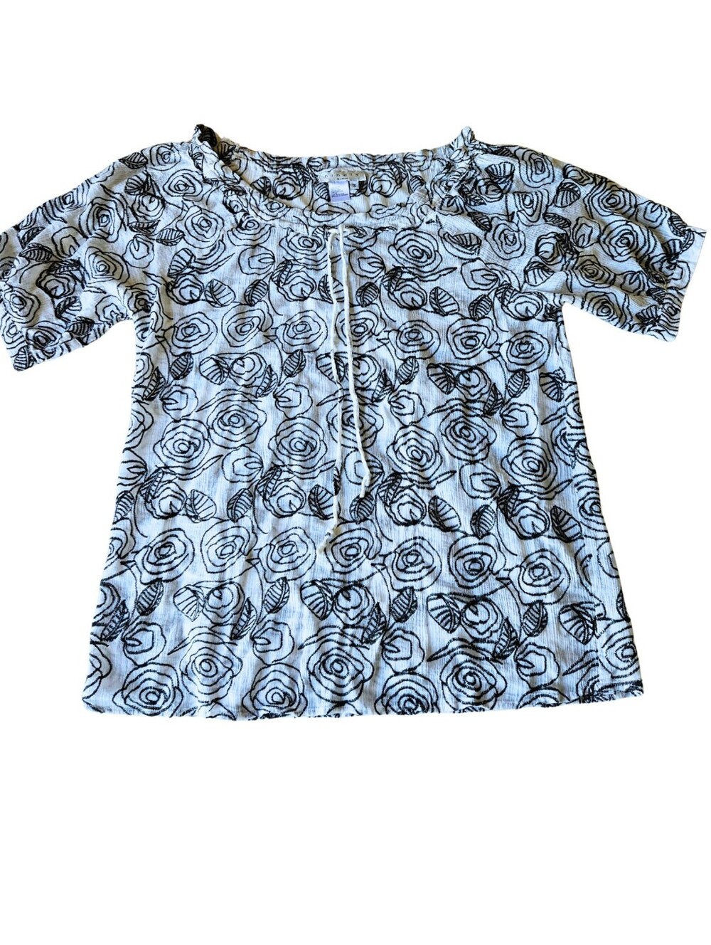 ⛵️100% Cotton Print Top with Adjustable Tie Neck